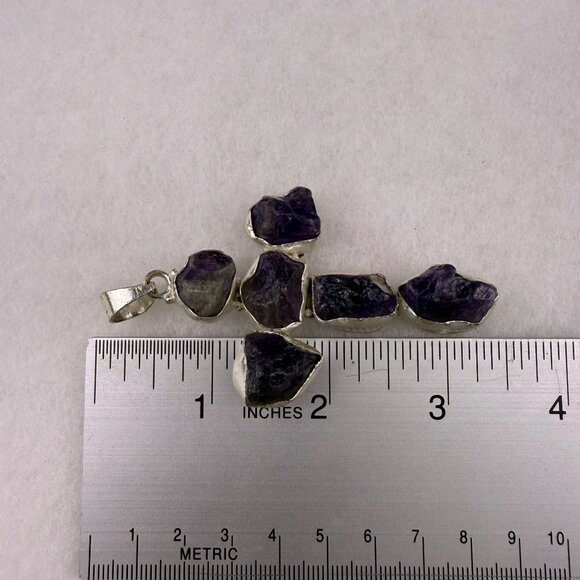 Amethyst & Silver Tone Unisex Purple Stone Cross Pendant Jewelry - Picture 4 of 4
